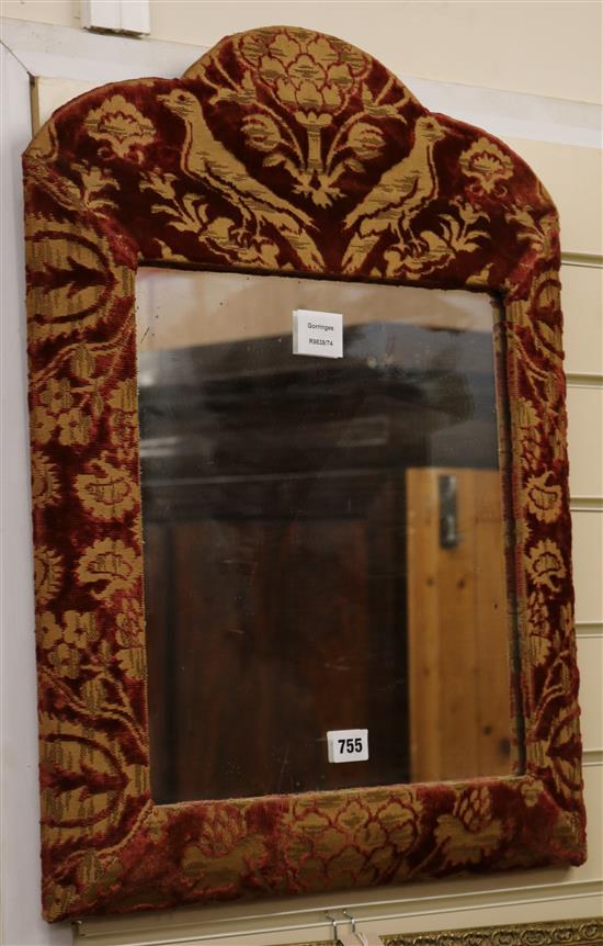 A cut-velvet framed mirror W.48cm